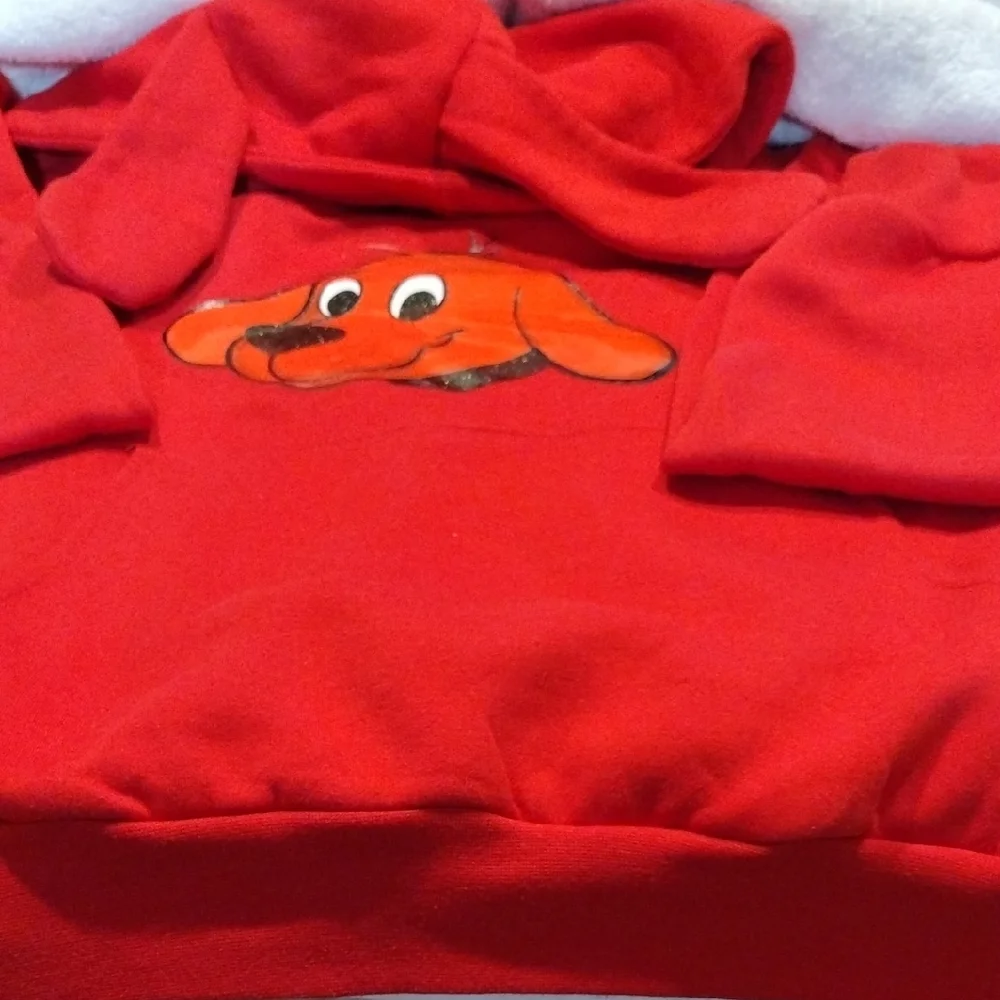 Red Hoodie with Cartoon Dog Design - Picture 2 of 6